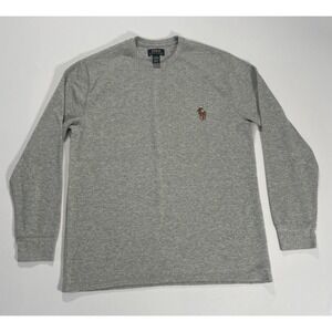 Polo Ralph Lauren Thermal Shirt Waffle Knit Bear Sleepwear Men's XL Gray